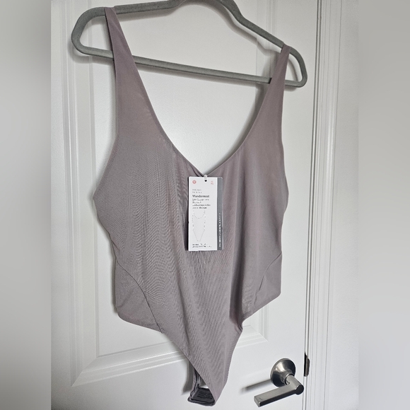 NWT Wundermost Nulu Mesh Scoop-Back Sleeveless Thong Bodysuit Mauve Grey XL - Picture 14 of 16